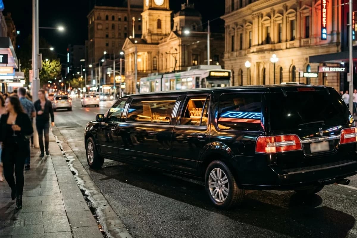 A party bus ready to take a hens group between venues in Adelaide